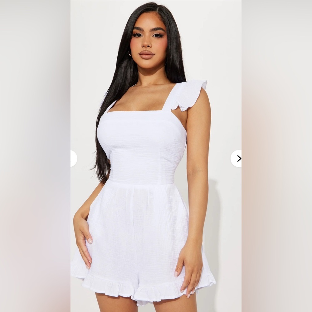 Fashion Nova White Ruffled Jumpsuit - Picture 2 of 6